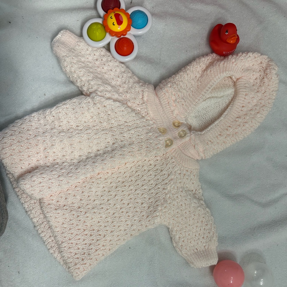 Little Wonders Baby Sweater in Light Pink and Cream
